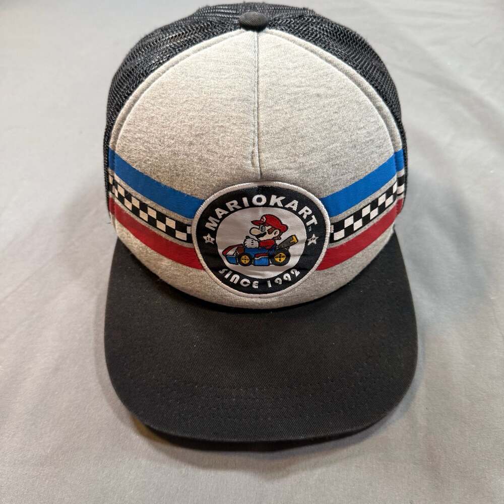Mario Kart Since 1992 Nintendo Trucker Hat Gray Black Snapback Racing Cap